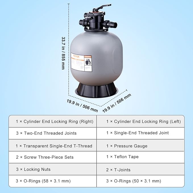 VEVOR 22 Inch Sand Filter, Above Inground Swimming Pool Sand System - Image 7