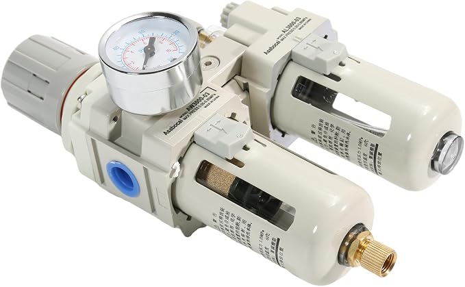3/8" NPT Compressed Air Filter Regulator Lubricator Combo, Water/Oil Trap - Image 3