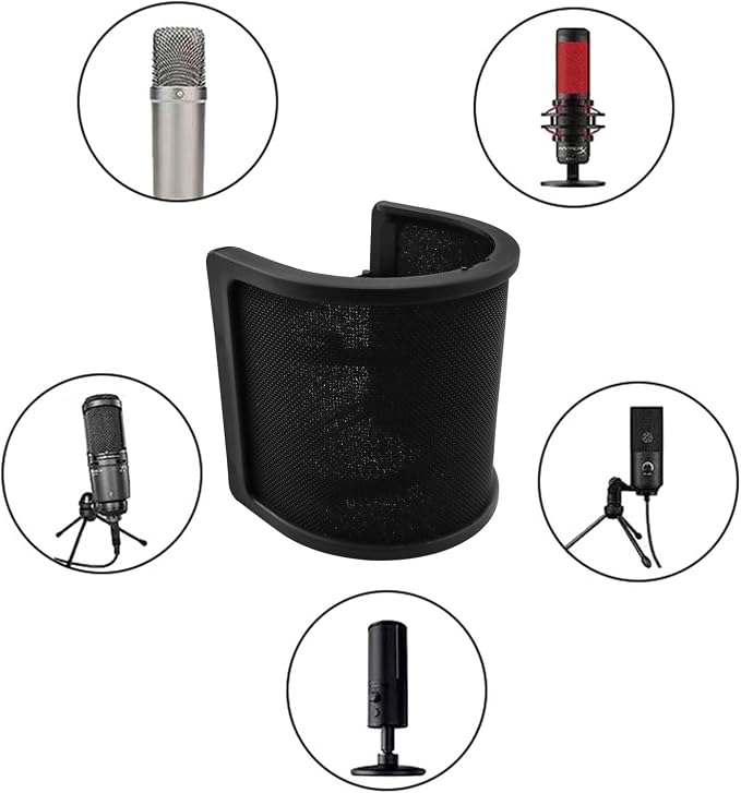 E-outstanding Microphone U-shaped Pop Filter Black Filter Protective Cover - Image 6