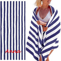 Personalized Passion Beach Towels for Adults - Custom Pool Towels with Name - Highly Absorbent Cotton - Striped Design for Women & Men - Large 70x30 Bath Sheet for Hotel, Swim & Camping - Navy