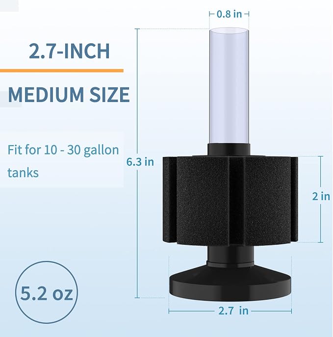 Pawfly Aquarium Bio Sponge Filter Quiet Betta Fry Shrimp and Small Fish Foam - Image 3