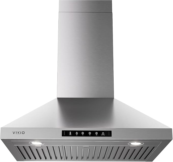 Wall Mount 30 Inch Range Hood 900 CFM, Ductless/Ducted Convertible Kitchen Hood by VIKIOHOME