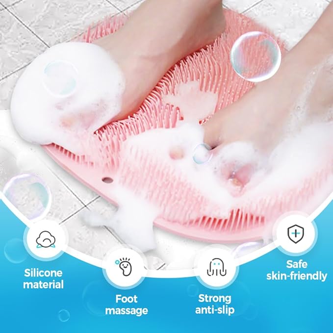 Silicone Shower Foot Scrubber Mat, 2025 Upgrade Shower Mat Slip Suction Cups Foot Scrubber for Men and Women (1 * Green)
