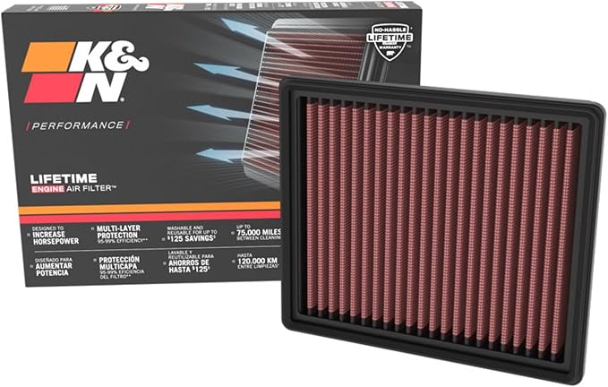 K&N High-Flow Original Lifetime Engine Air Filter: Increase Power: Premium by KNEngineeringInc