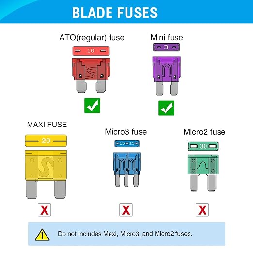 Nilight - 50018R 240pcs Standard and Mini Blade Fuses Set, 5A 7.5A 10A 15A 20A - Image 2