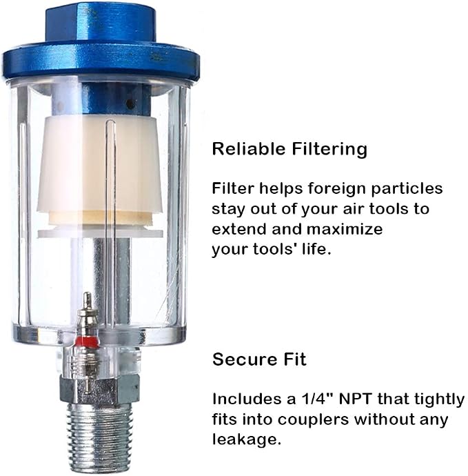 beduan Water Oil Separator Filter, 1/4" NPT Male and Female Thread Spray Gun - Image 2