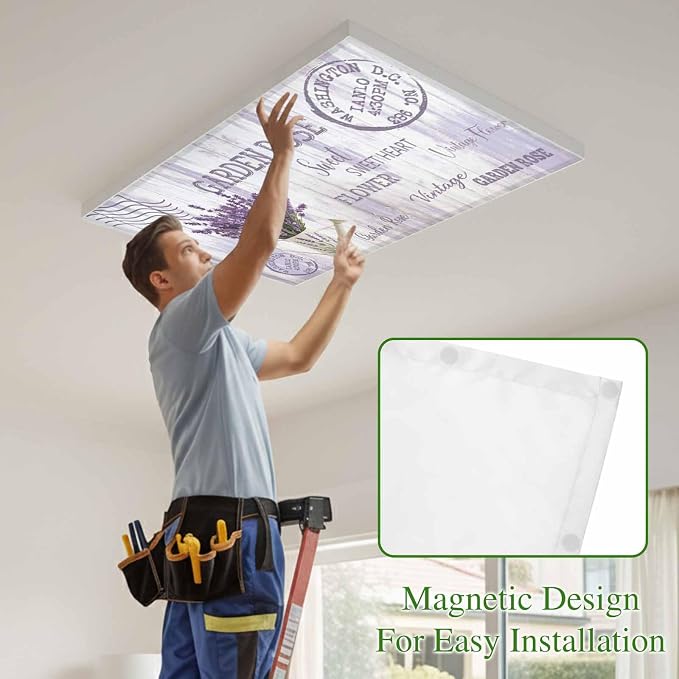 Fluorescent Light Covers for Ceiling Lights Lavender Flower Magnetic Light - Image 3