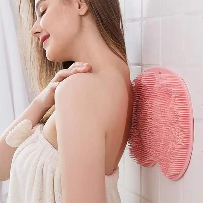 Shower Foot Scrubber Mat with Non-Slip Suction Cups, Foot Back Cleaning Pad Back Washer Exfoliating Bath Wash Pad, Wall Mounted Slip Suction Cups for Use in Cleaner Men and Women (Grey)
