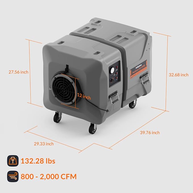 PURISYSTEMS Portable Air Scrubber, 2000 CFM Negative Air Machine - Image 8