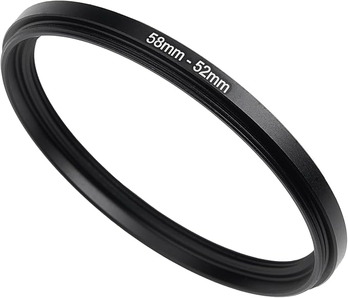 58mm to 52mm Step-Down Ring Filter Adapter, Metal Ring Step-Down Rings Adapter by BETUYESS