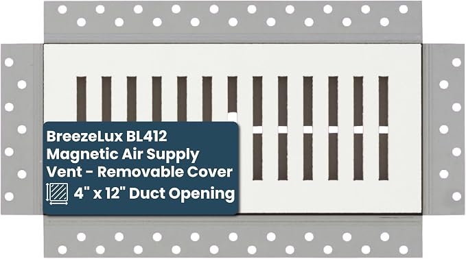 BreezeLux BL412 Magnetic Air Supply Vent Cover, Fits 4" x 12" Duct Openings | - Image 2