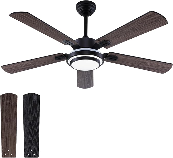 QUTWOB 52" Brushed Nickel Ceiling Fans, Farmhouse 5 Blades Ceiling Fans - Image 7
