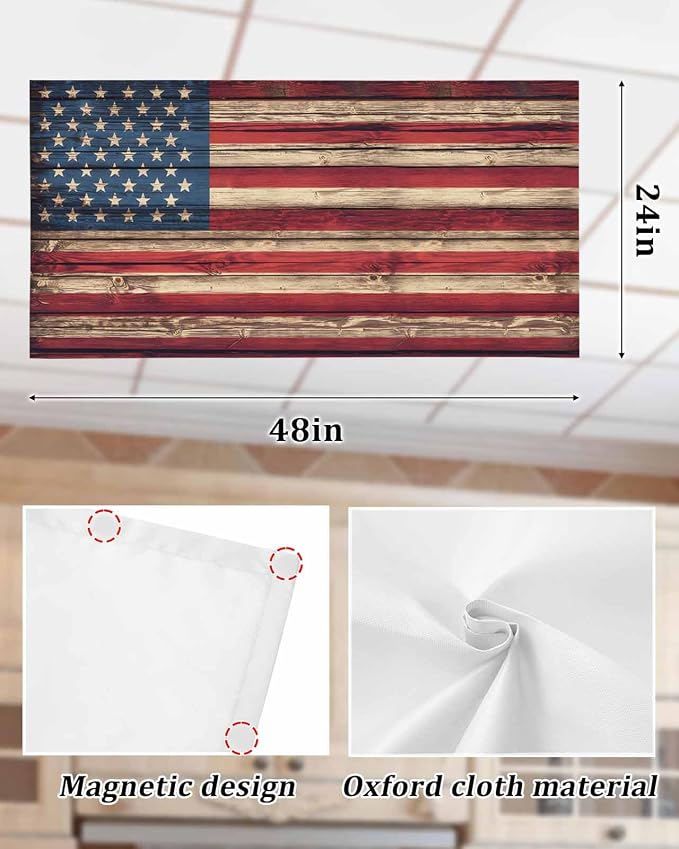 2 Pack Retro American Flag Fluorescent Light Covers Independence Day Stars and - Image 6