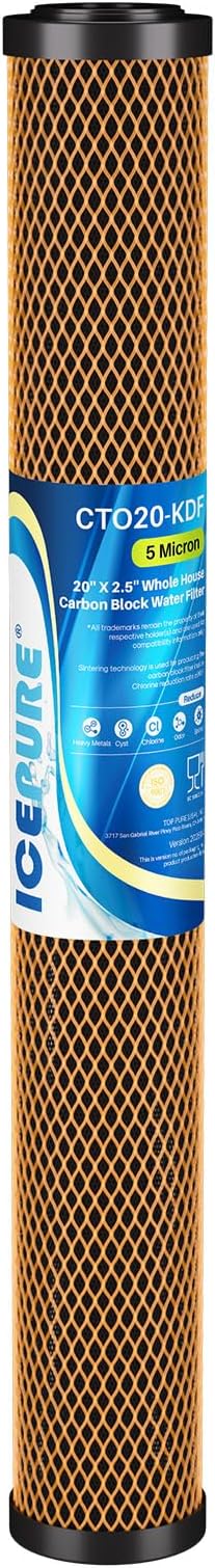 ICEPURE 5 Micron 20" x 2.5" Whole House Activated Carbon and KDF Water Filter by ICEPURE