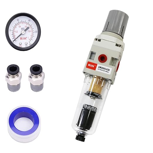 RIH 1/4" NPT Auto Drain Compressed Air Filter Regulator Combo Piggyback by RIHRightPneumatic