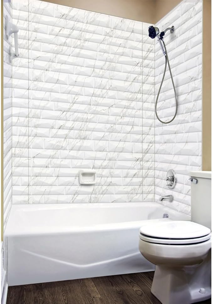 From Plain To Beautiful In Hours 133-640-VISTA-KIT Vista Tub and Shower Wall Panels Surround (Covers/ 96 sq. ft.), Marble, 1 Piece