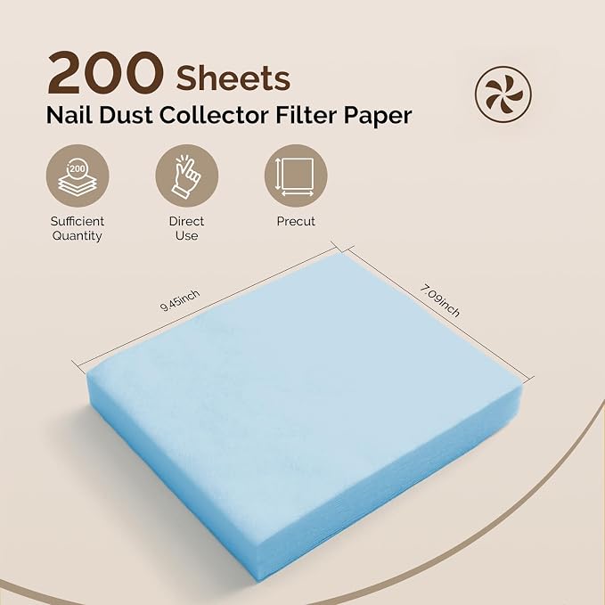 MelodySusie 200 Sheets Nail Dust Collector Filter Paper, Disposable Dust Vacuum - Image 2