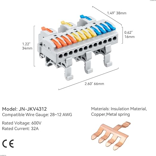 4pcs DIN Rail Terminal Blocks, DIY Splicing Wire Connectors - Image 5