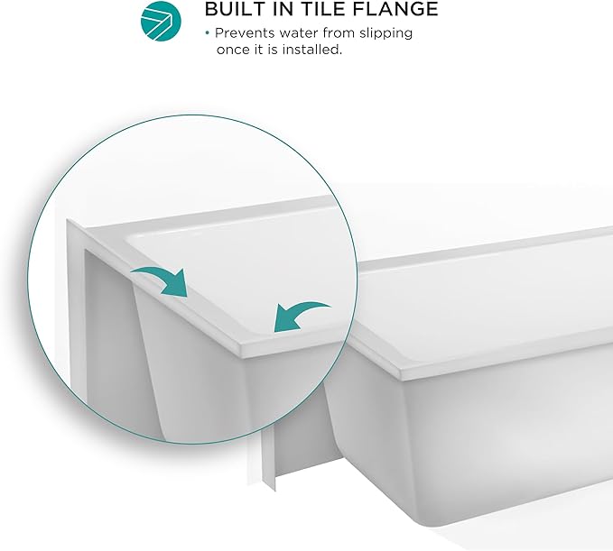 Fine Fixtures Acrylic, Fiberglass Alcove Soaking Bathtub with Integral Apron Front in Glossy White - Left Hand Drain, 72" x 32"