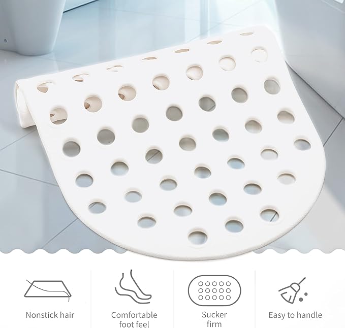 Bathtub and Shower Mat, Non Slip, Machine Washable, Perfect Bath Mat for Tub and Shower for Kids and Elderly, 29 x15 Inch, White