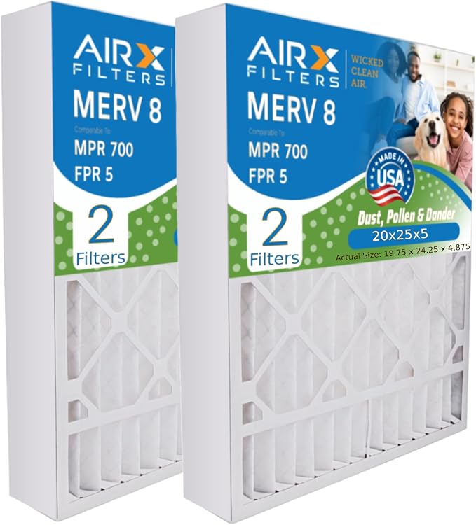 AIRX FILTERS WICKED CLEAN AIR. 20x25x5 Air Filter MERV 8 Compatible by AIRXFILTERSWICKEDCLEANAIR