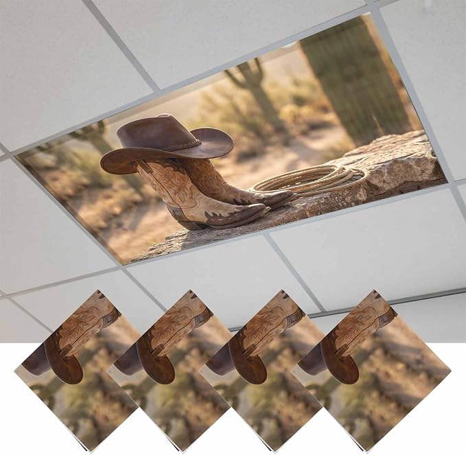 4 Pack Fluorescent Light Cover, Cowboy Western Light Covers by Unknown
