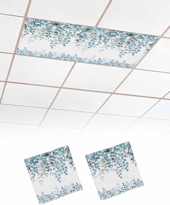 2 Pack Fluorescent Light Cover for Classroom Ceiling Light, Teal Blue by Home+L6