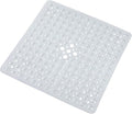 Anti-Slip Bathtub Shower mat, 20.8×20.8（Approximately 53×53cm） inch Soft Oversized Machine Washable Non-Slip Bathtub mat with Drainage Holes, Bathroom Floor Suction Cup.（1-Clear White）
