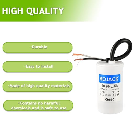 BOJACK Run Capacitor 40 uF MFD 250V AC 40 MFD CBB60 2 Wire 50/60Hz Cylinder - Image 7