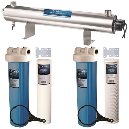 Bluonics 110W UV Water Ultraviolet 24GPM Plus Sediment and Carbon Well Water by BLUONICS