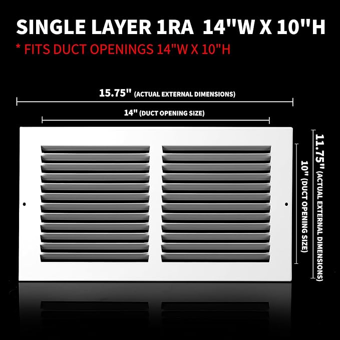 14x10 Return Air Grille, Air Return Vent Cover, Flat Vent Cover, Rejillas De - Image 3