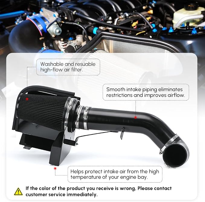 PTNHZ 4" Cold Air Intake Filter w/Heat Shield Kit Compatible - Image 2
