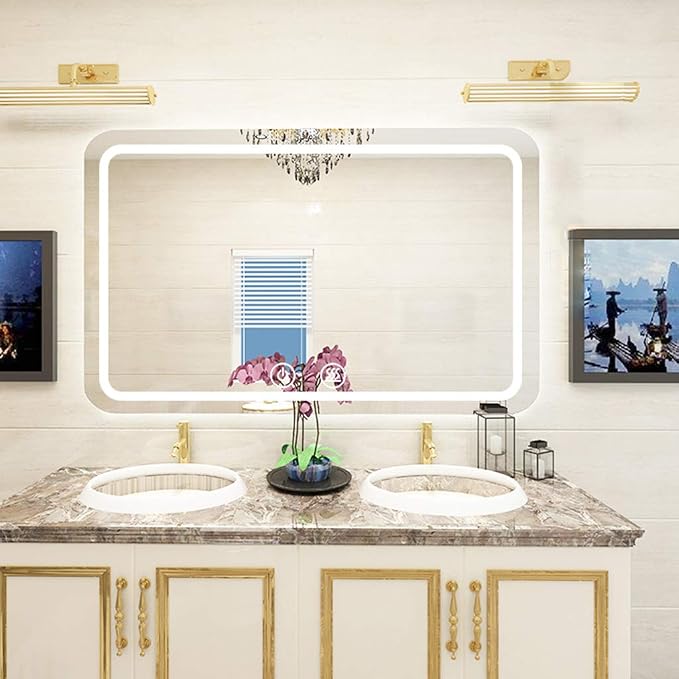 Rectangle Bathroom Mirror with Lights Touch Control Switch Demister Pad - Image 2