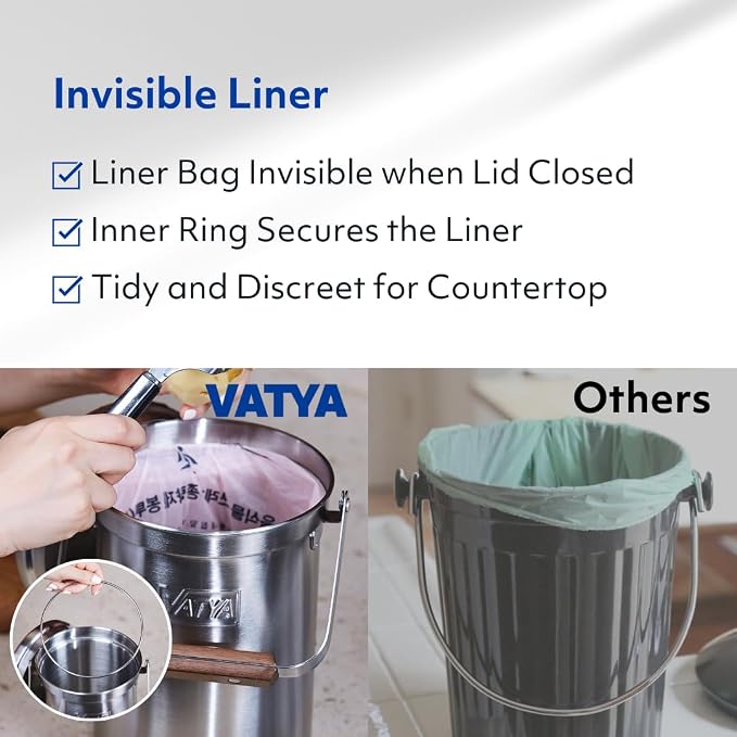 Vatya Stainless Steel Kitchen Compost Bin - Image 6