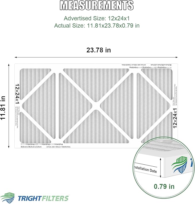 12x24x1 Air Filter 4 Pack, MERV 8 Pleated Dust Defense Air Filters Replacement - Image 2