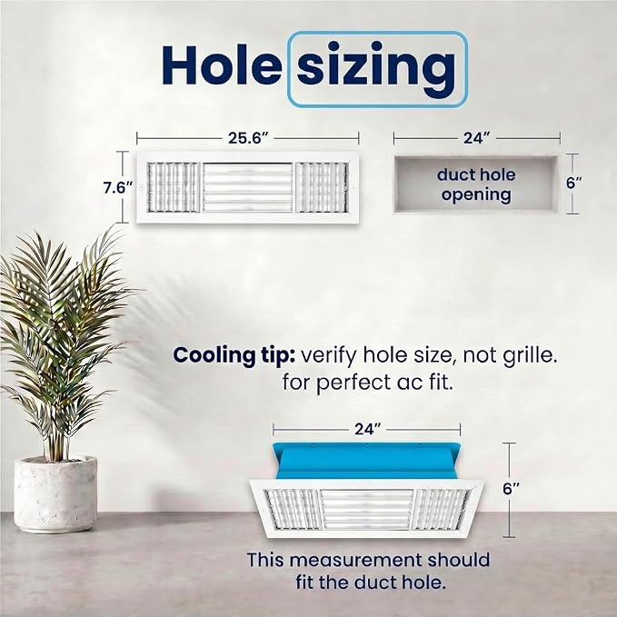 26x6 Aluminum 3-Way Air Vent Cover Wall or Ceiling HVAC Register Multi-Shutter - Image 3