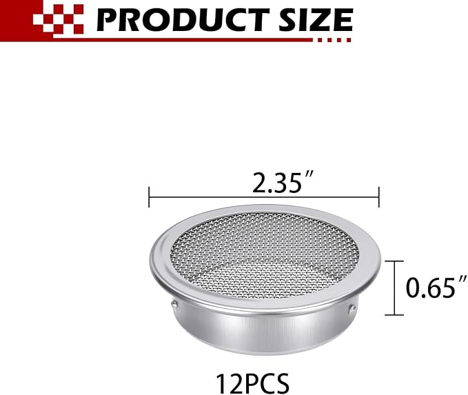 2-Inch Round Open Screen Vent, Mill Finish, 12 Pack - Image 2