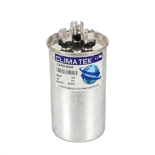 ClimaTek 80 + 5 MFD 370/440 Volt Dual Run Capacitor CAP99-8054R | 80/5 VAC | by ClimaTek
