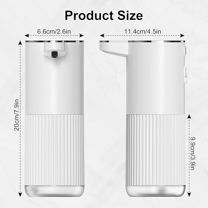 GuDoQi Automatic Touchless Foaming Soap Dispenser, 4-Level Adjustable Foam, USB Rechargeable Hand Soap Dispenser for Bathroom, Kitchen Countertops, 12.2oz/360mL, White