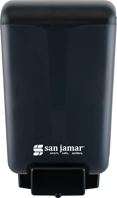 San Jamar Classic Soap Dispenser for Public Restrooms, Manual, Wall Mounted, Refillable, Plastic, 46 Ounce Capacity, Black Pearl (Pack of 6)