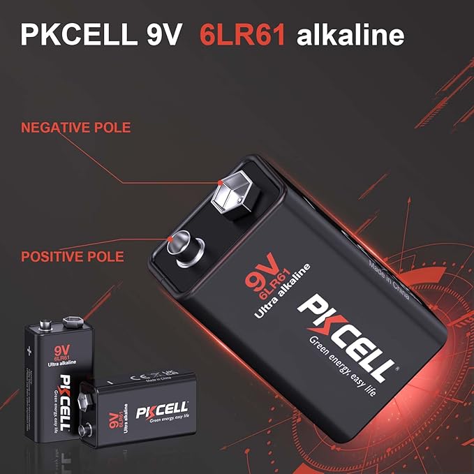 PKCELL 9 Volt Batteries 12 Pack, 9V Batteries Ultra Alkaline 6LR61 9V Battery - Image 4