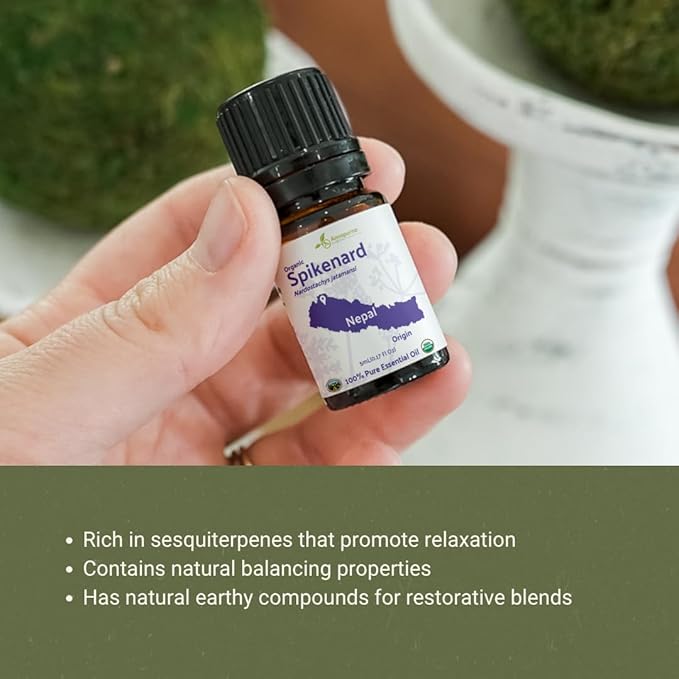 Organic Spikenard Essential Oil - Direct from Annapurna Aroma Nepal - Steam Distilled - Aceite de Nardo for Aromatherapy, Massage, Diffuser, DIY Candle and Soap Making - 2lbs