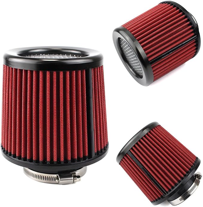 Premium Cone Air Filter, Clamp-on 2.5" Inlet Mesh Top Short Engine Replacement by AotoKoop