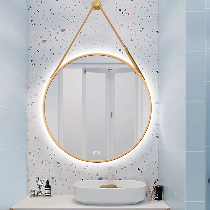 JSLJDM 500X500 mm Illuminated Backlit LED Bathroom Mirror, Wall Mounted by JSLJDM