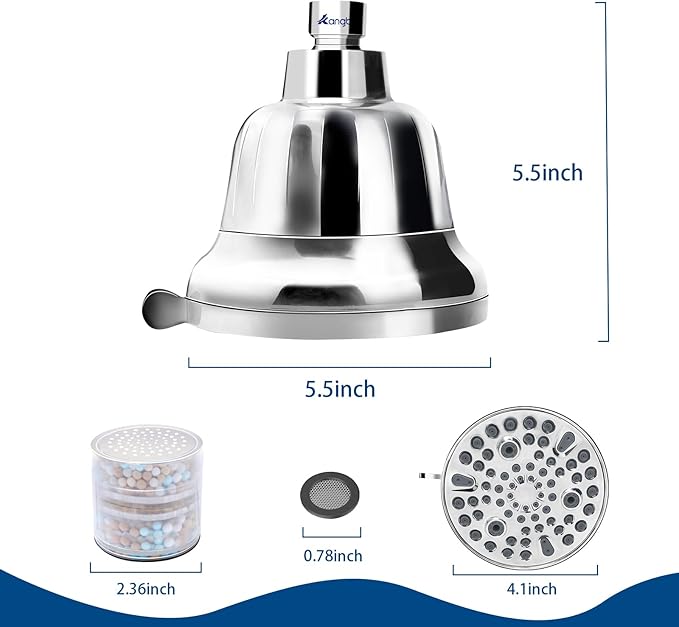 Filtered Shower Head | Shower Filter for Hard Water | Reduces Impurities | Stops Hair Loss, Soothes Dry Skin & Scalp - Chrome