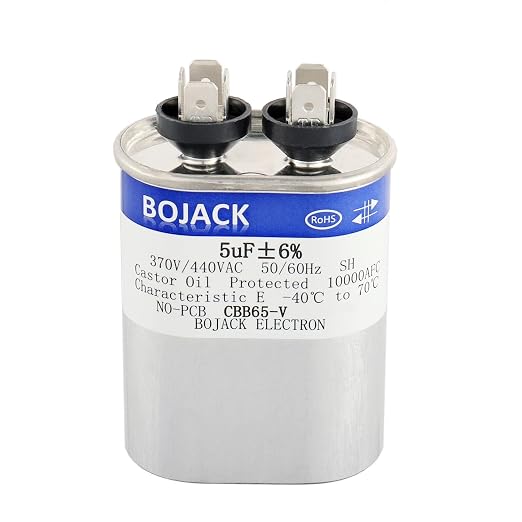BOJACK 5 uF ±6% 5 MFD 370V/440V CBB65 Oval Run Start Capacitor by BOJACK