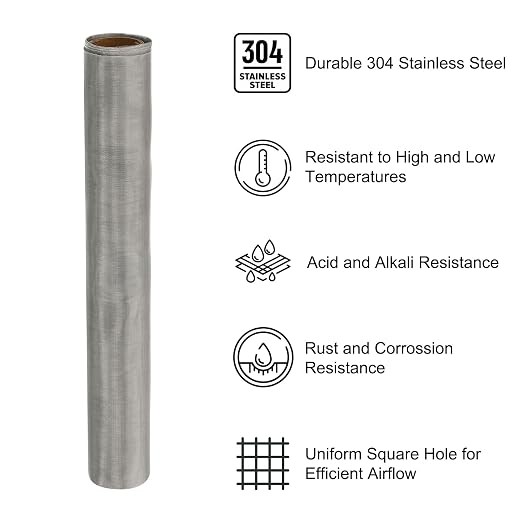 PATIKIL 40" L x 10" W Woven Wire Mesh, 200 Mesh 304 Stainless Steel Air Vent - Image 3