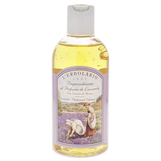 L'Erbolario - Lavender Perfumed Shower Gel - Infused with Extract of Oats - Soft Caress for Relaxing Bath - Leaves Skin Silky and Velvety Soft - Aromatic, Floral Fragrance, 8.4 oz