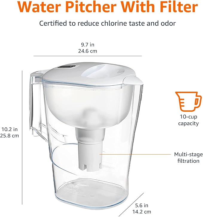 Amazon Basics 10-Cup Water Filter Pitcher, Compatible - Image 4