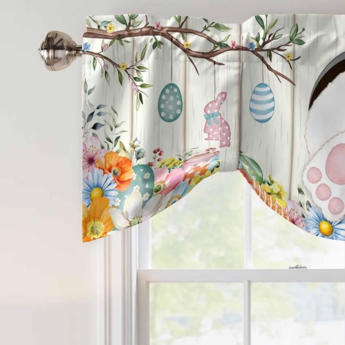 Easter Tie Up Valance Curtains for Windows, Kitchen Curtains Window Shades - Image 4